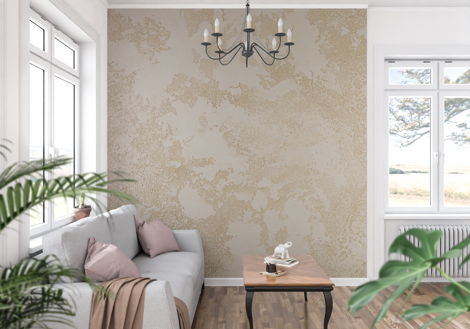 Taupe and Gold Wallpaper | Murals Wallpaper