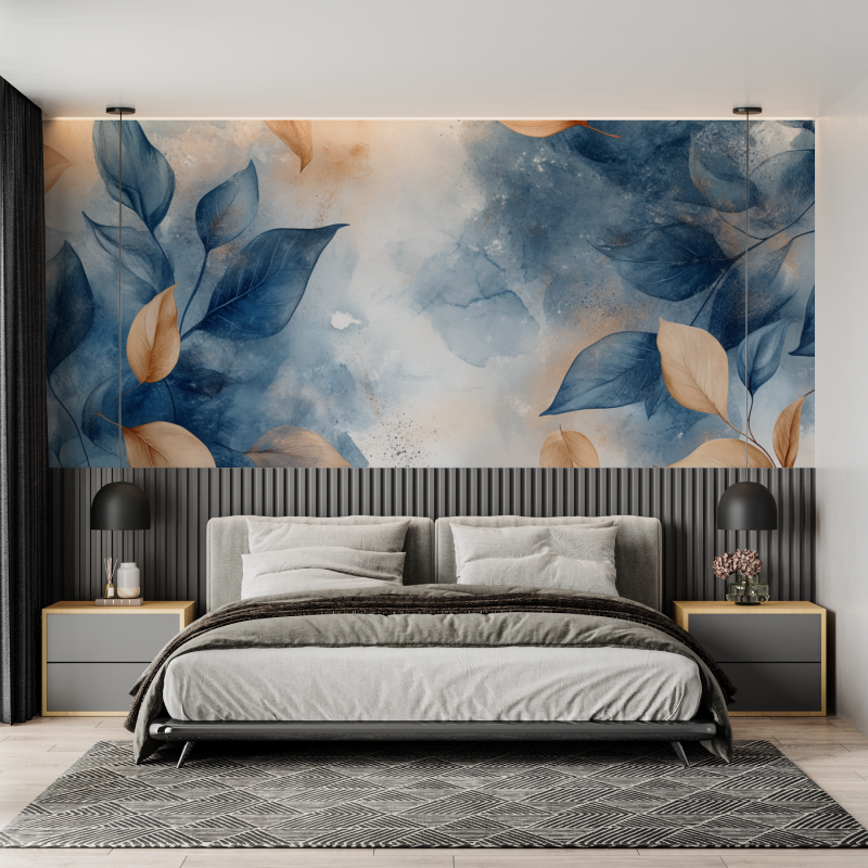 Watercolor Wallpaper Digital Illustration of Leaves | Murals Wallpaper