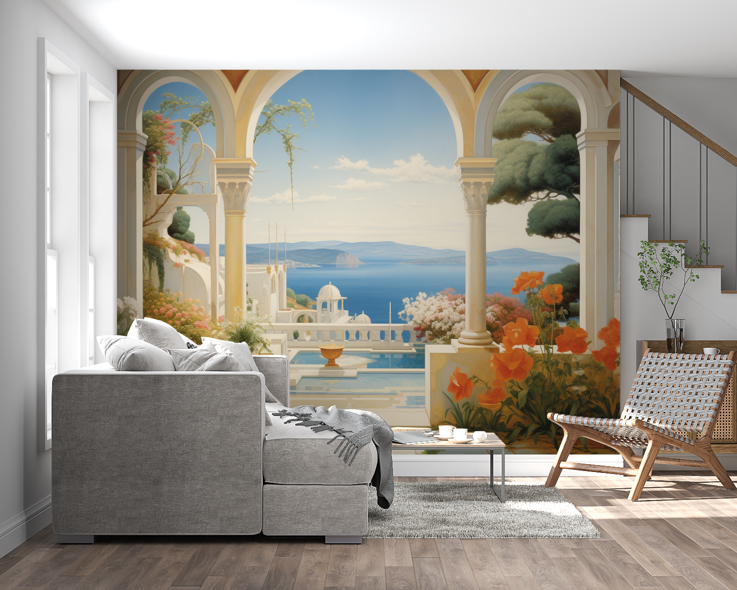 Watercolor Mediterranean Landscape Wallpaper | Murals Wallpaper