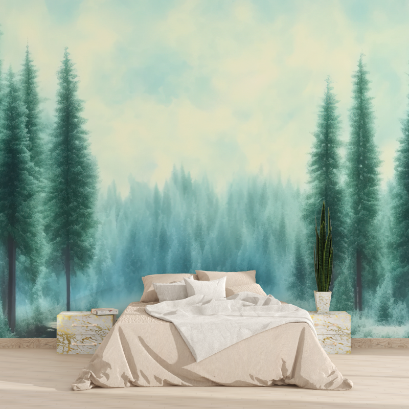 Watercolor Forest Pine Wallpaper | Murals Wallpaper