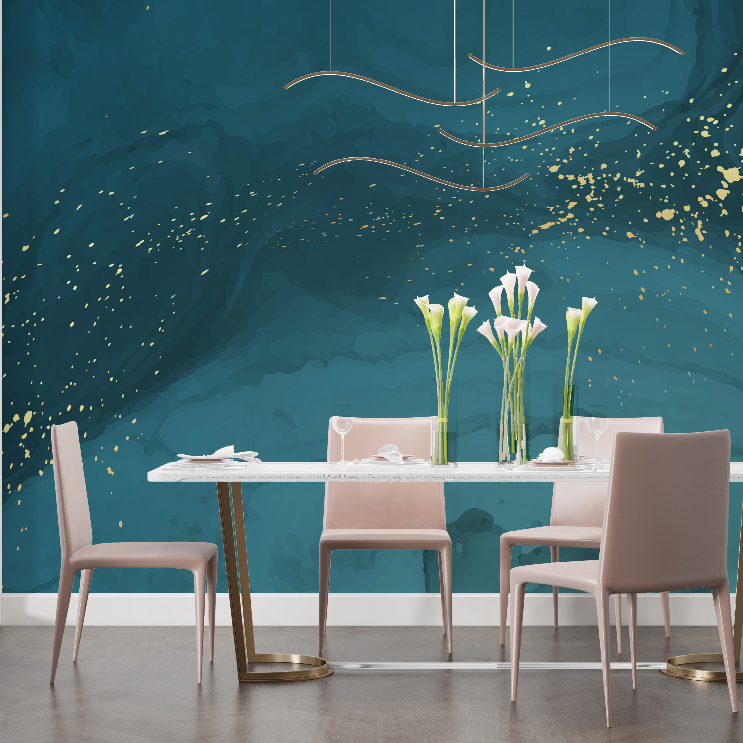 Teal Gold Wallpaper | Murals Wallpaper