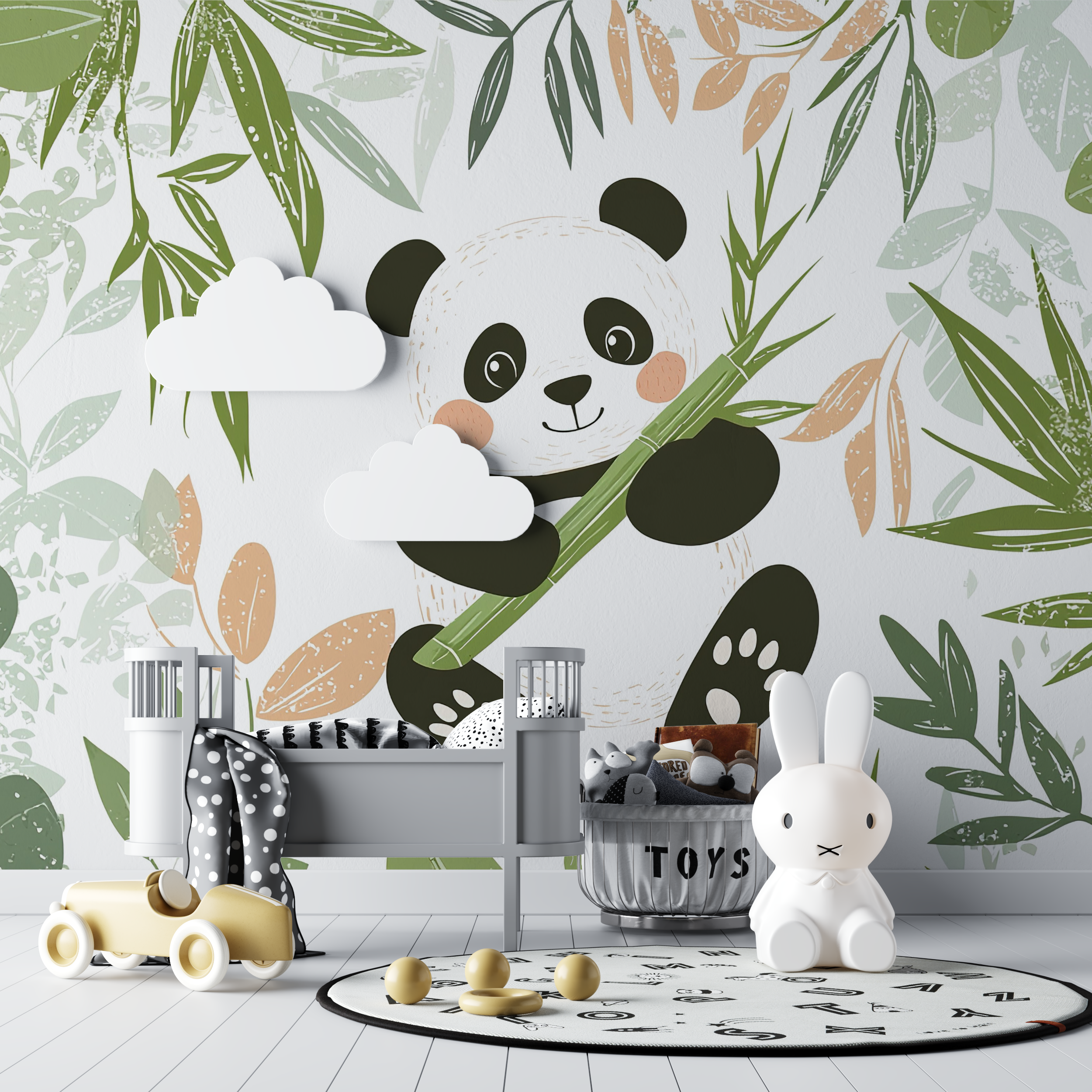 Green Baby Panda Wallpaper | Murals Wallpaper
