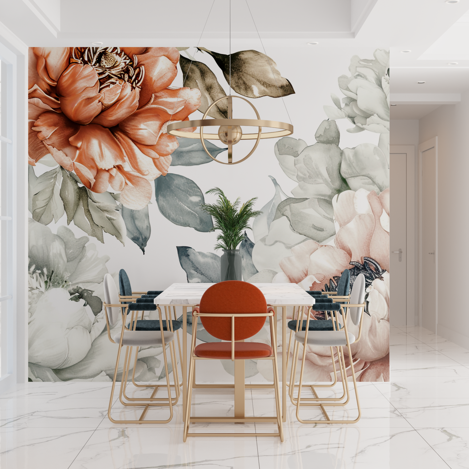 Watercolor Wallpaper Large Flowers | Murals Wallpaper