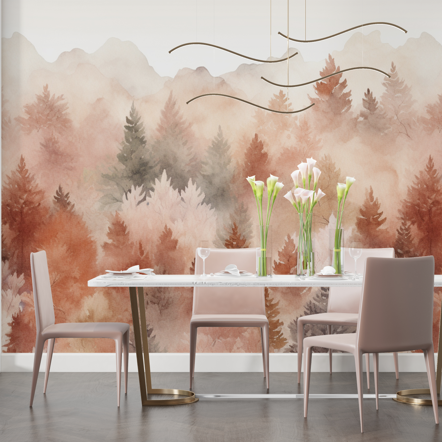Watercolor Forest Trend Wallpaper | Murals Wallpaper
