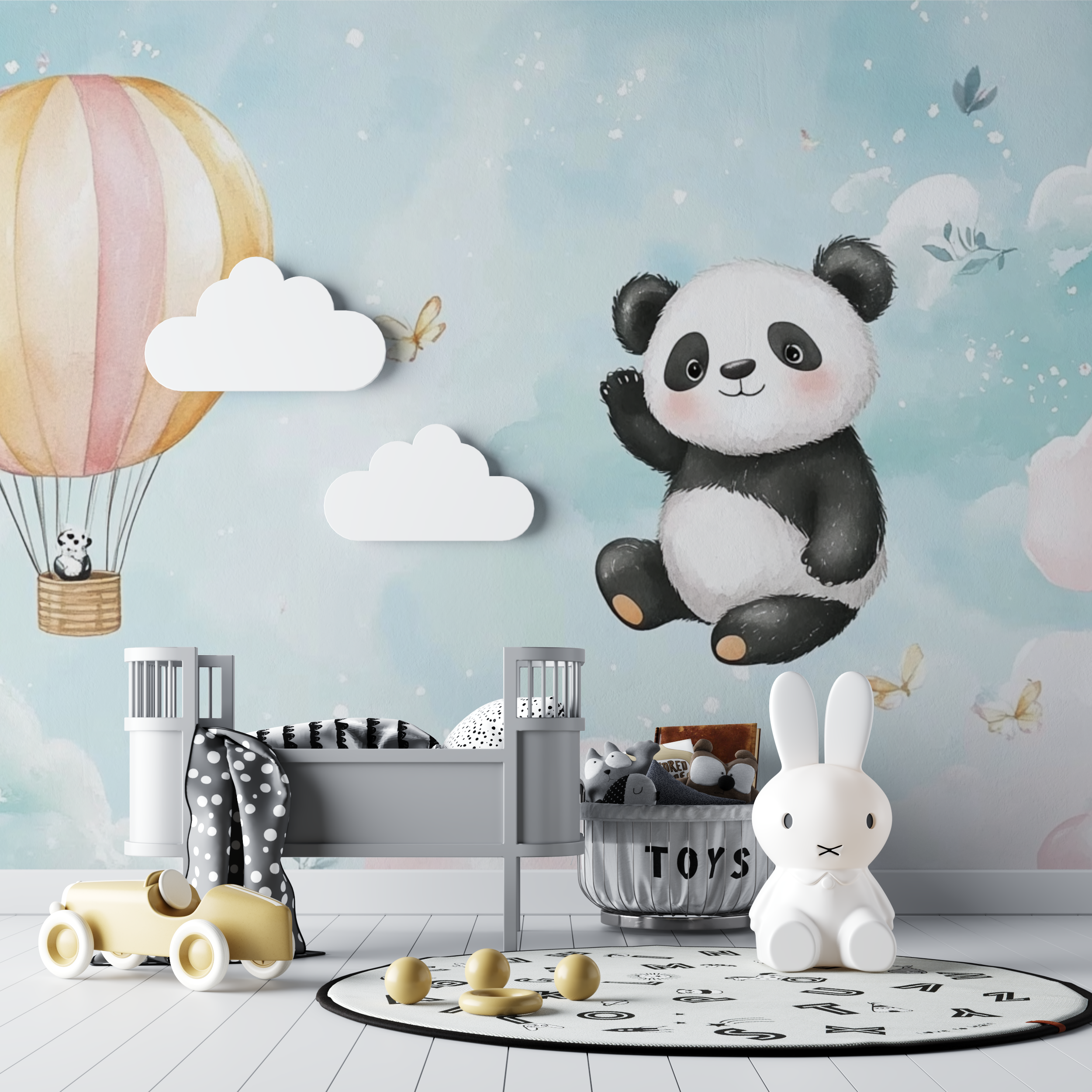 Panda and Hot Air Balloon Wallpaper | Murals Wallpaper