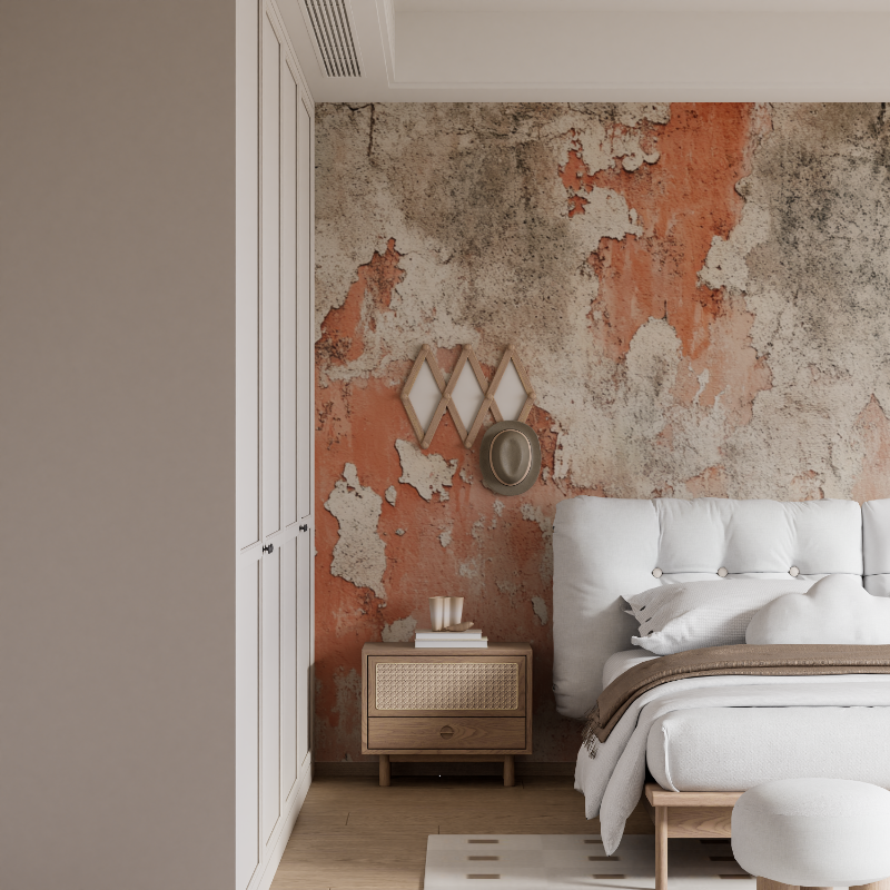 Terracotta Wallpaper with Waxed Concrete Effect | Murals Wallpaper