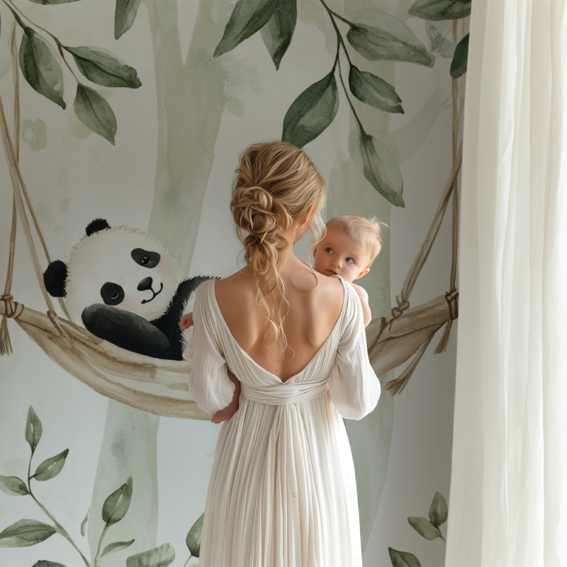 Baby Panda and Hammock Wallpaper | Murals Wallpaper