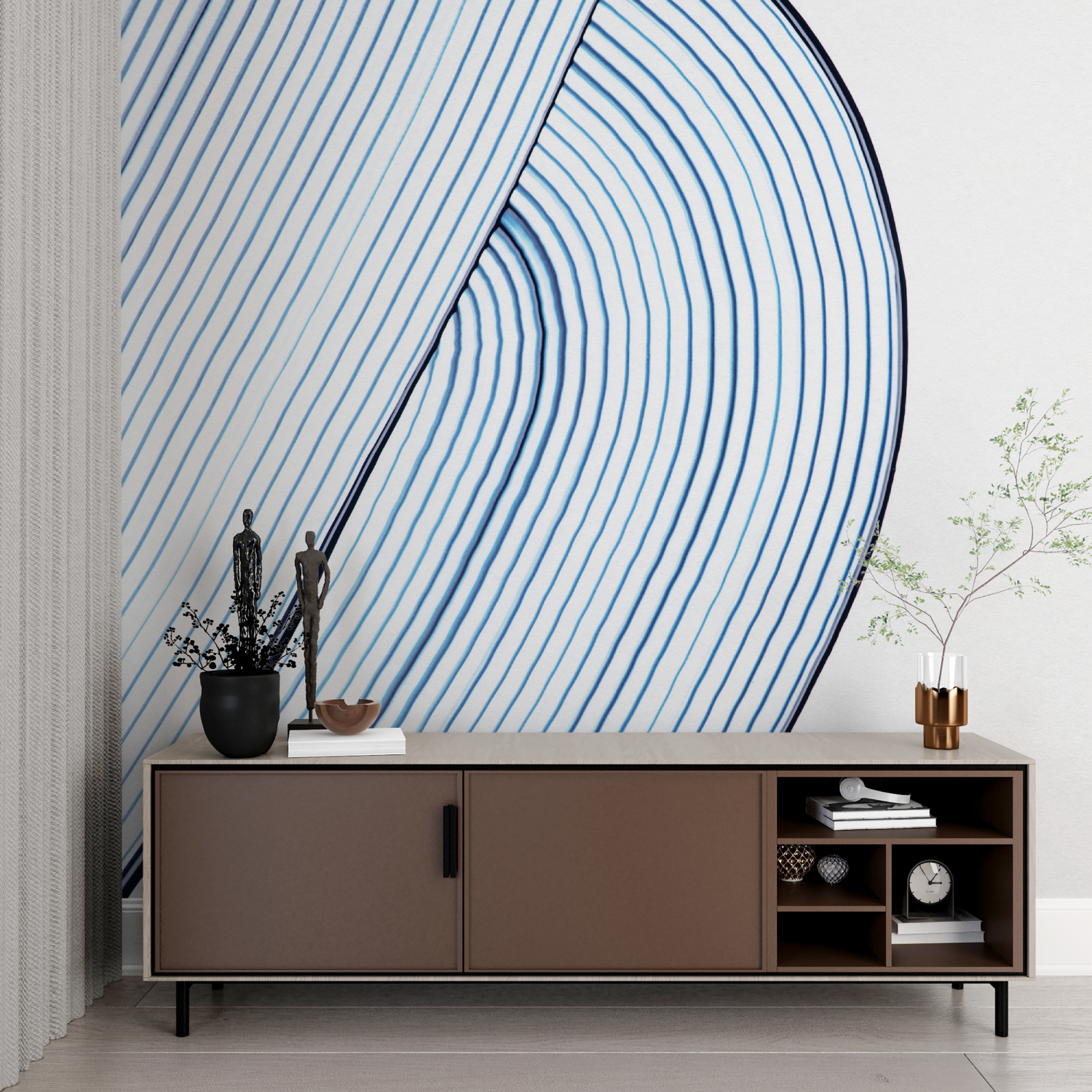 Watercolor Lines Blue Wallpaper | Murals Wallpaper