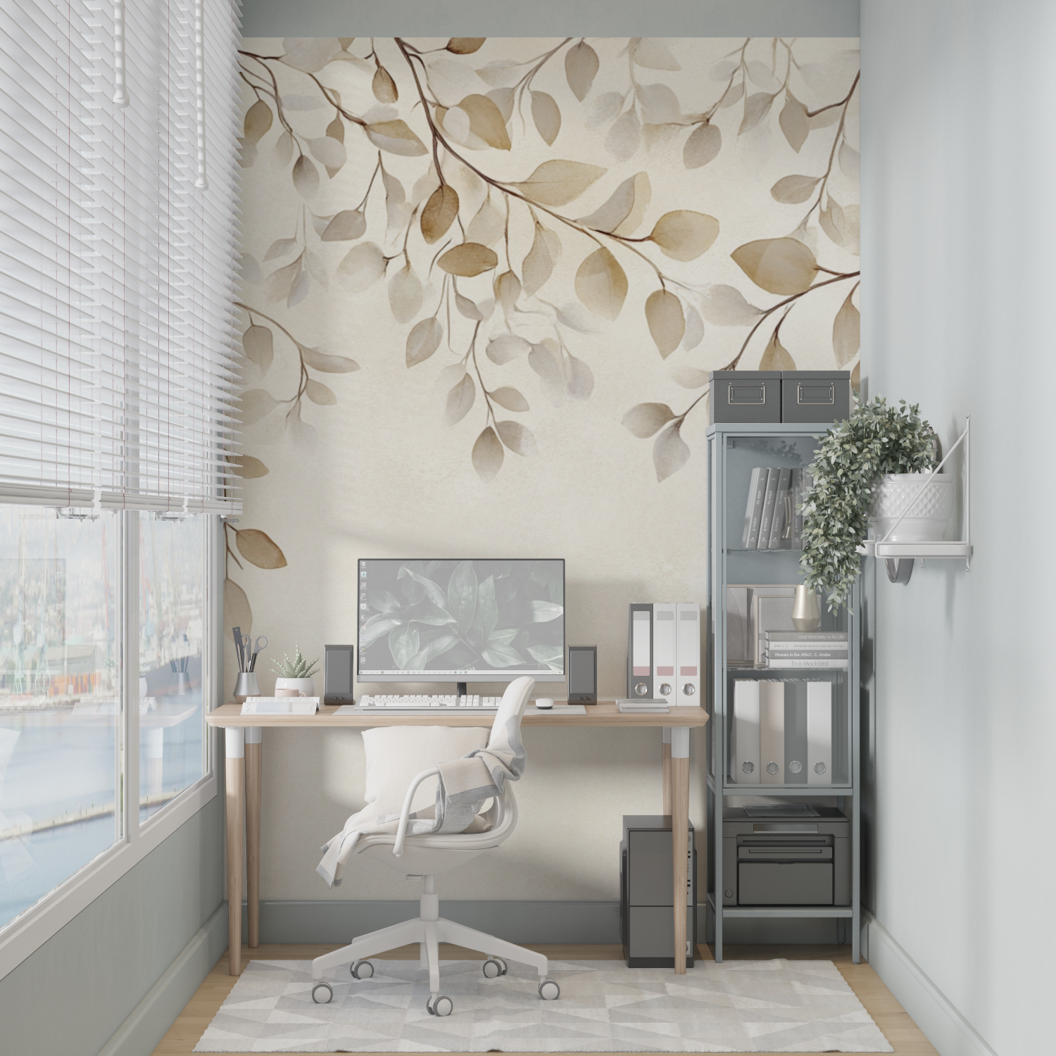 Delicate White Branches Watercolor Wallpaper | Murals Wallpaper
