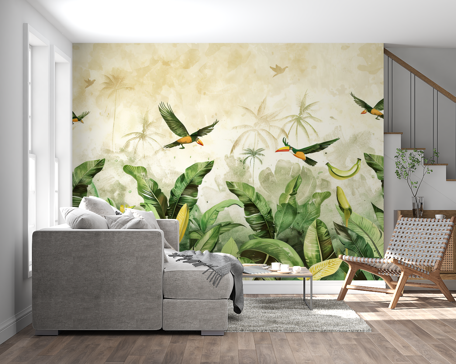 Watercolor Jungle Wallpaper Large Panel | Murals Wallpaper