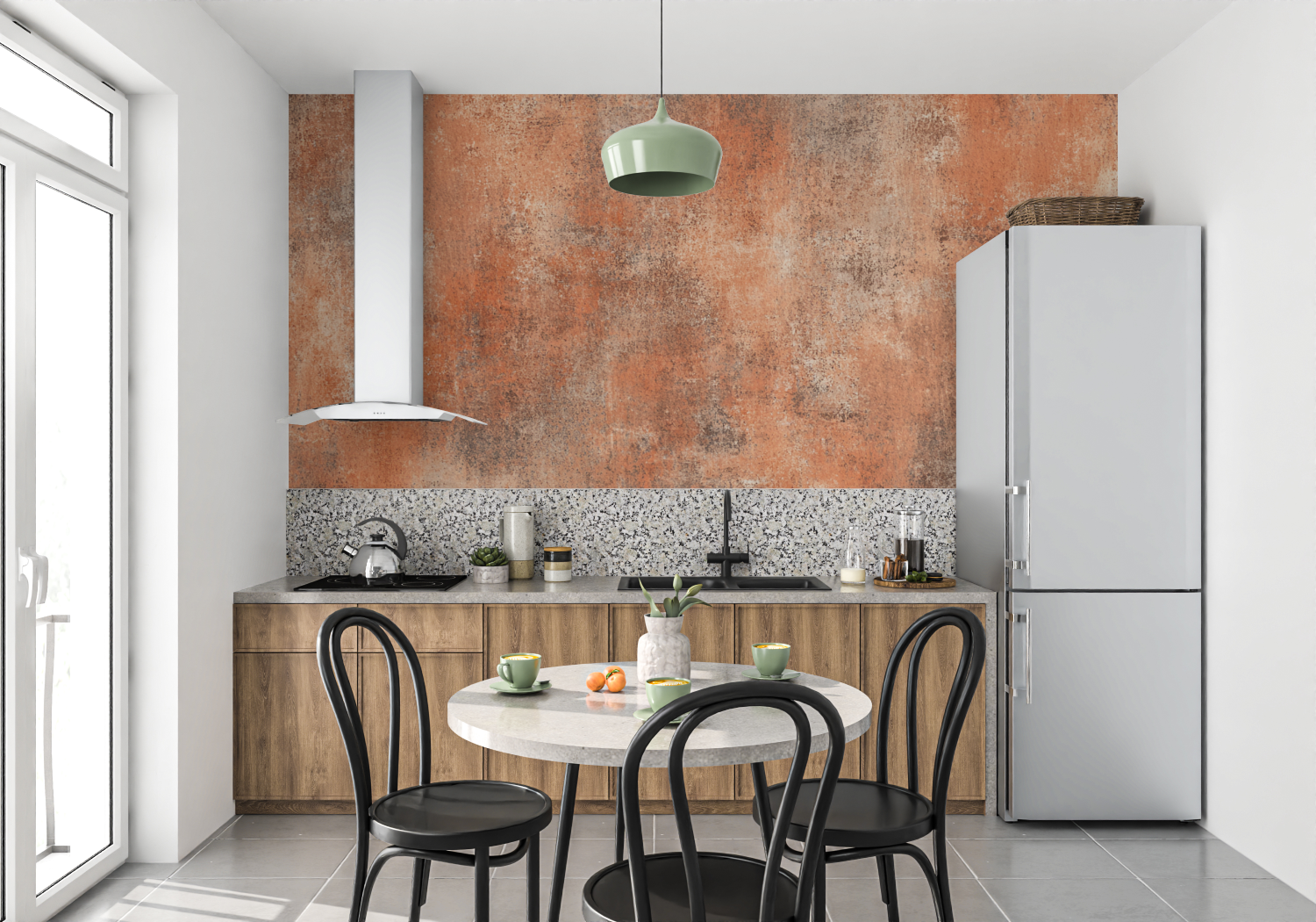 Terracotta Linen Textured Wallpaper | Murals Wallpaper