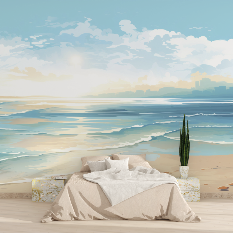 Watercolor Beach and Ocean Wallpaper | Murals Wallpaper