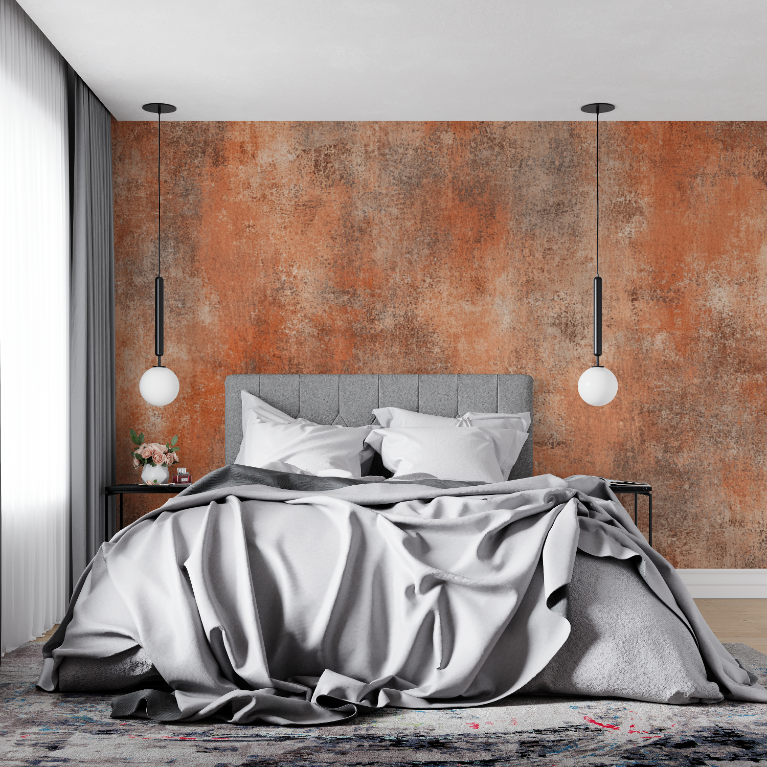 Terracotta Textured Linen Wallpaper | Murals Wallpaper