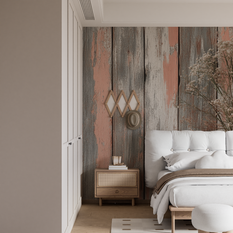 Terracotta Driftwood Effect Wallpaper | Murals Wallpaper