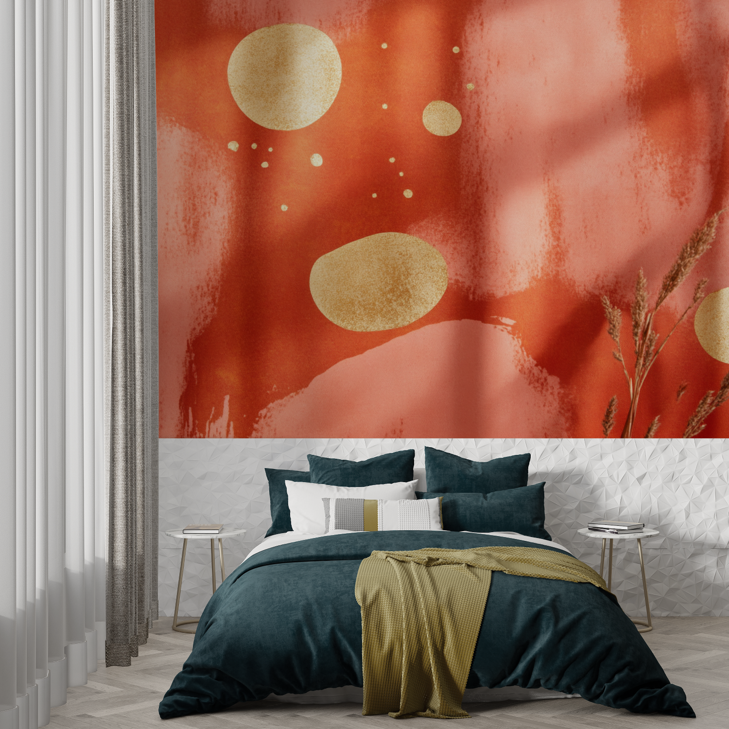 Terracotta Modern Gold Splashes Wallpaper | Murals Wallpaper