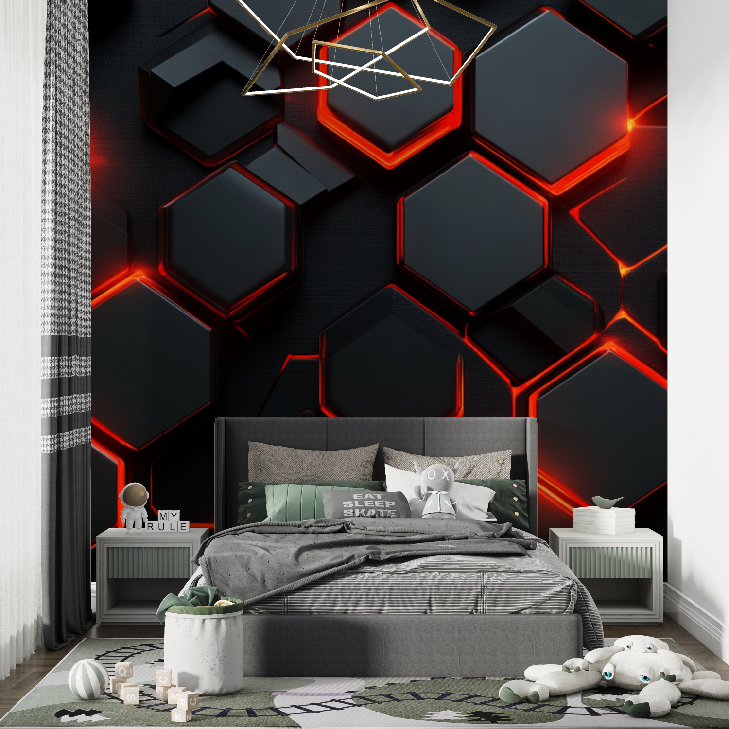 Glowing Hexagon Wallpaper | Murals Wallpaper