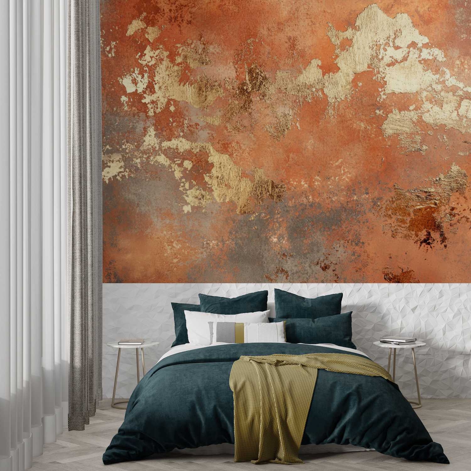 Terracotta Wallpaper with Metallic Gold Highlights | Murals Wallpaper