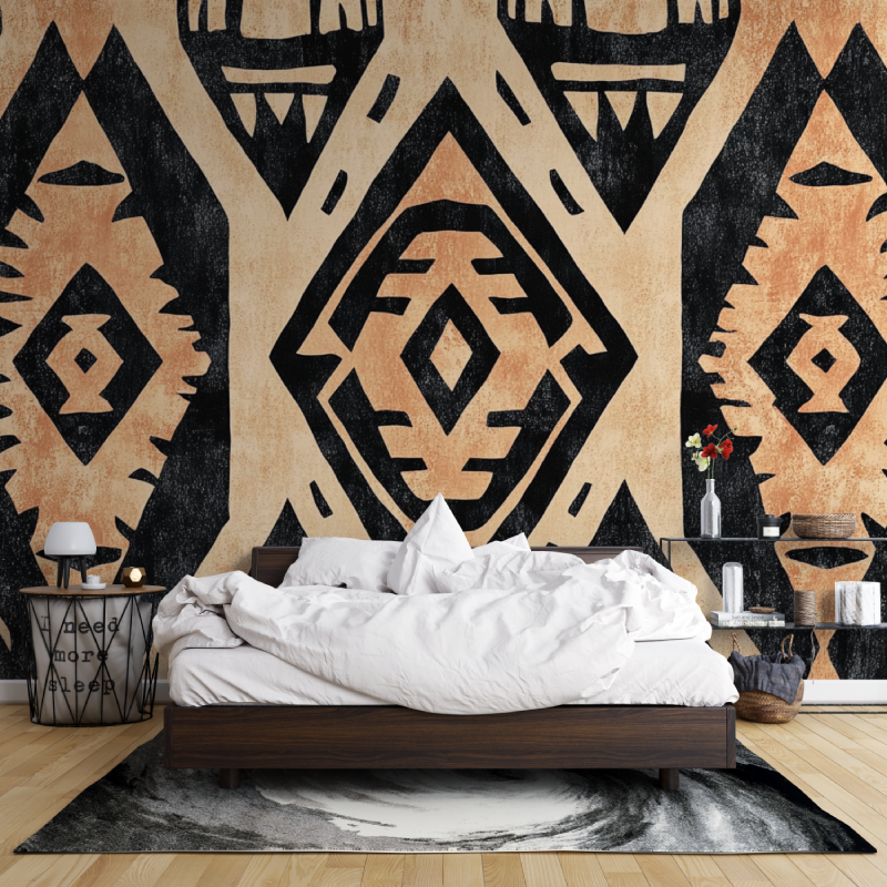 Terracotta Wallpaper with Aztec Patterns | Murals Wallpaper