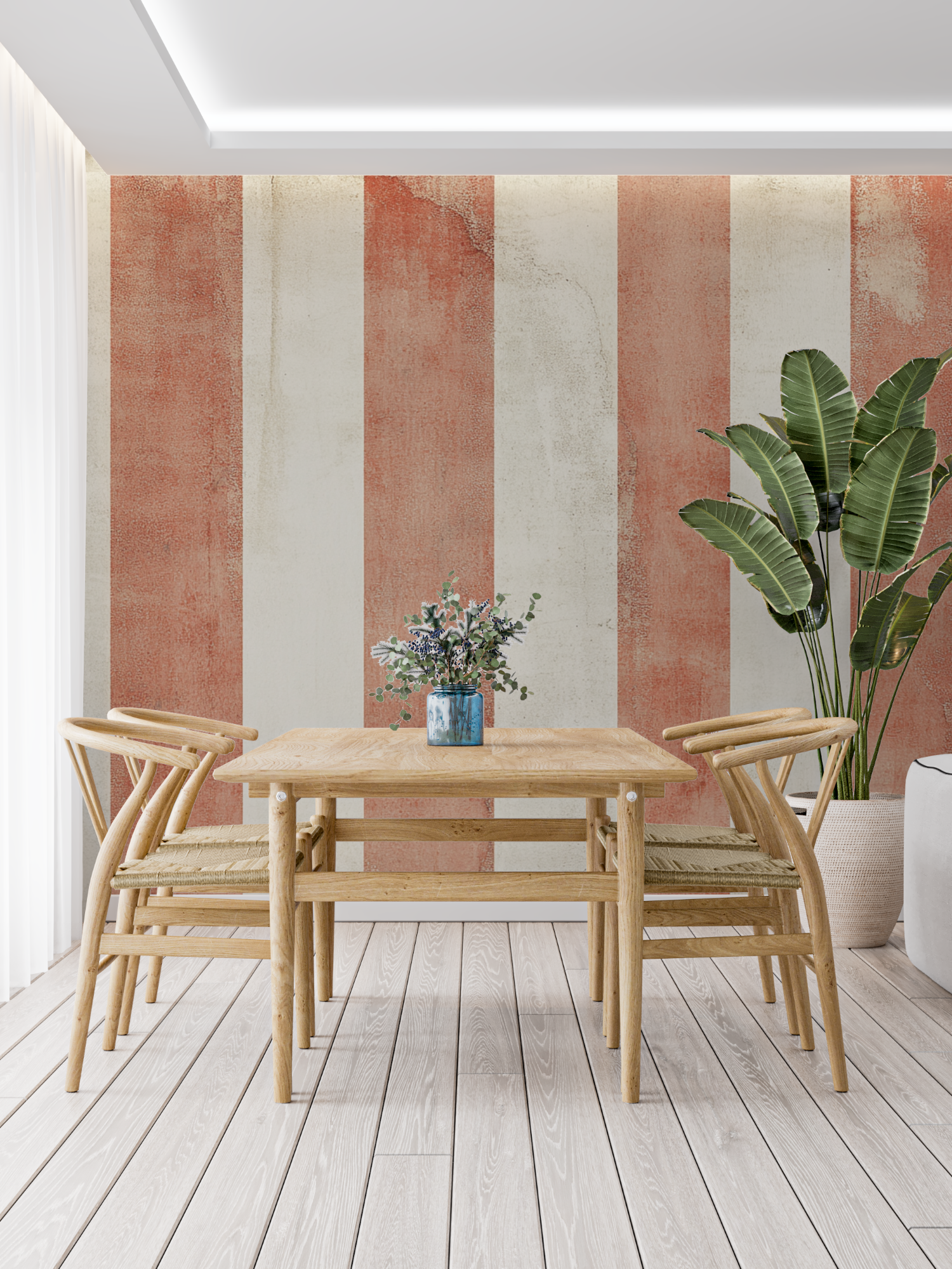 Terracotta Vertical Stripes Wallpaper | Murals Wallpaper