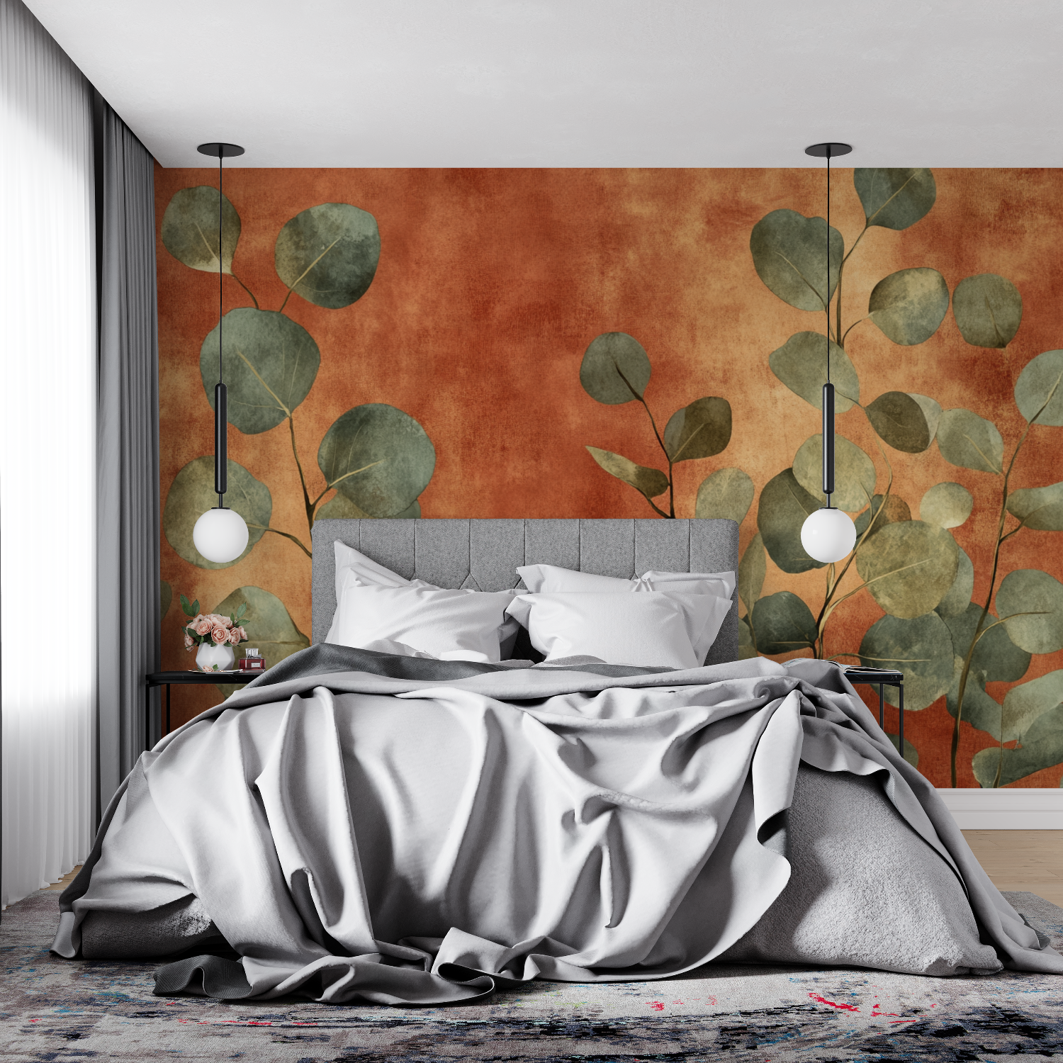 Terracotta and Eucalyptus Styled Wallpaper | Murals Wallpaper