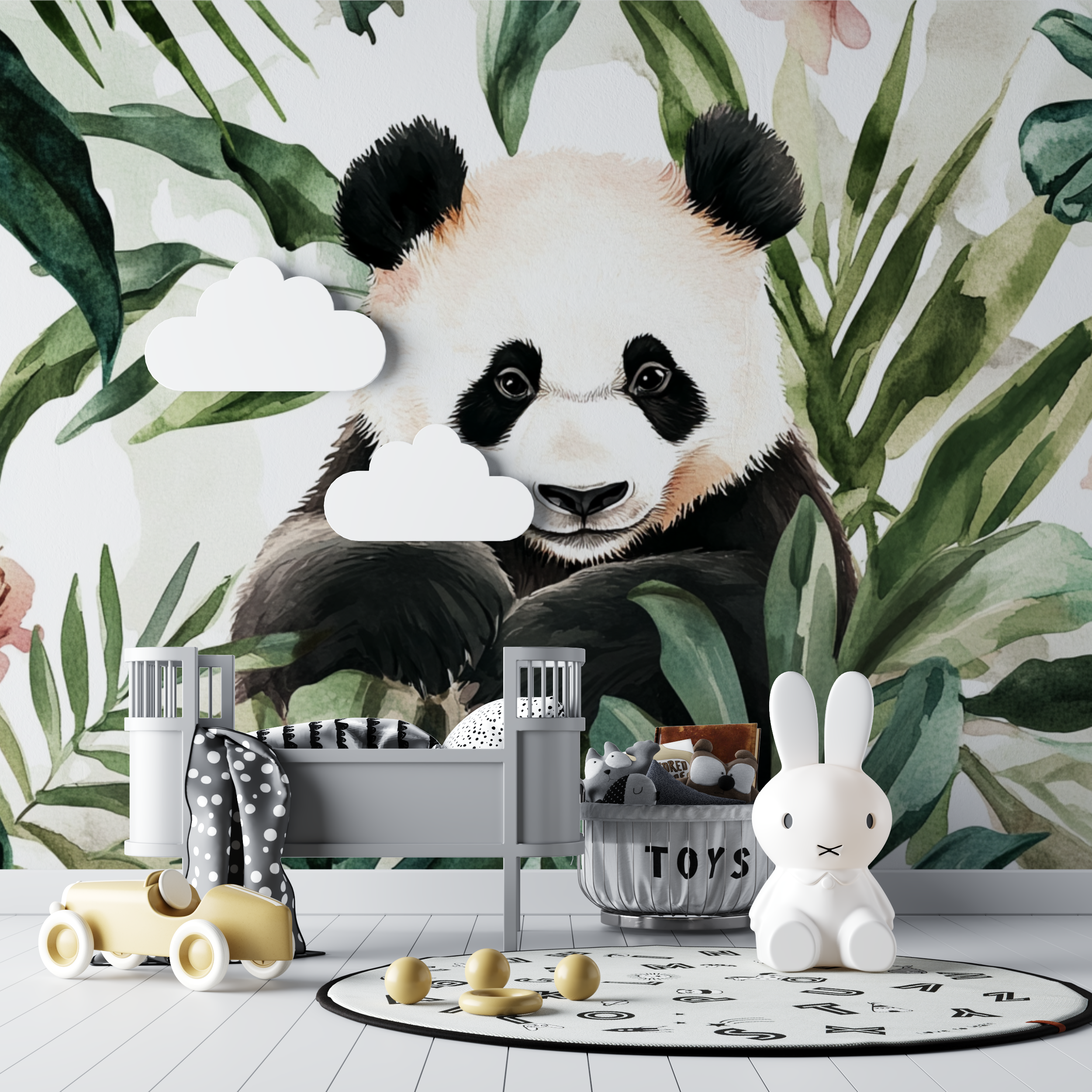 Panda and Tropical Foliage Wallpaper | Murals Wallpaper
