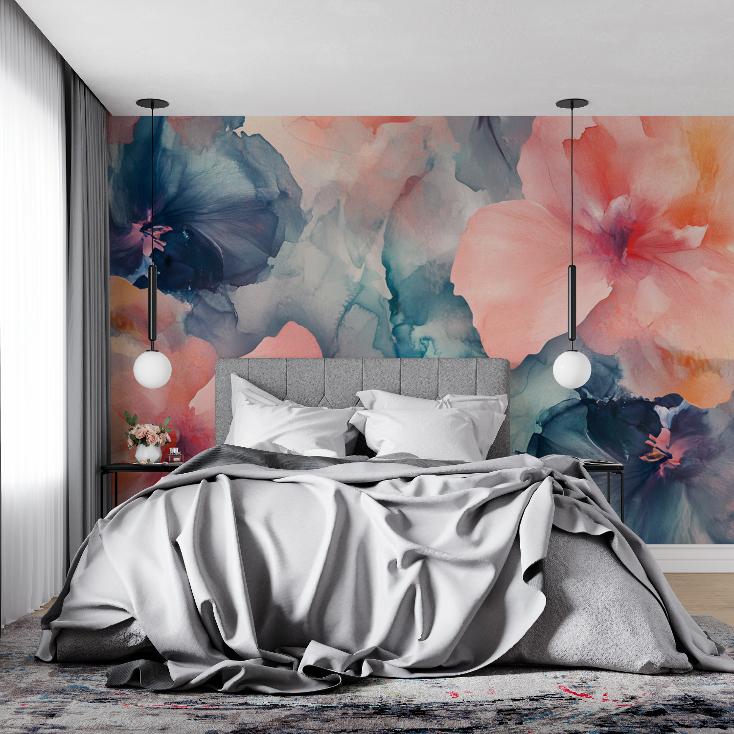 Watercolor Abstract Fluid Floral Petals Wallpaper | Murals Wallpaper