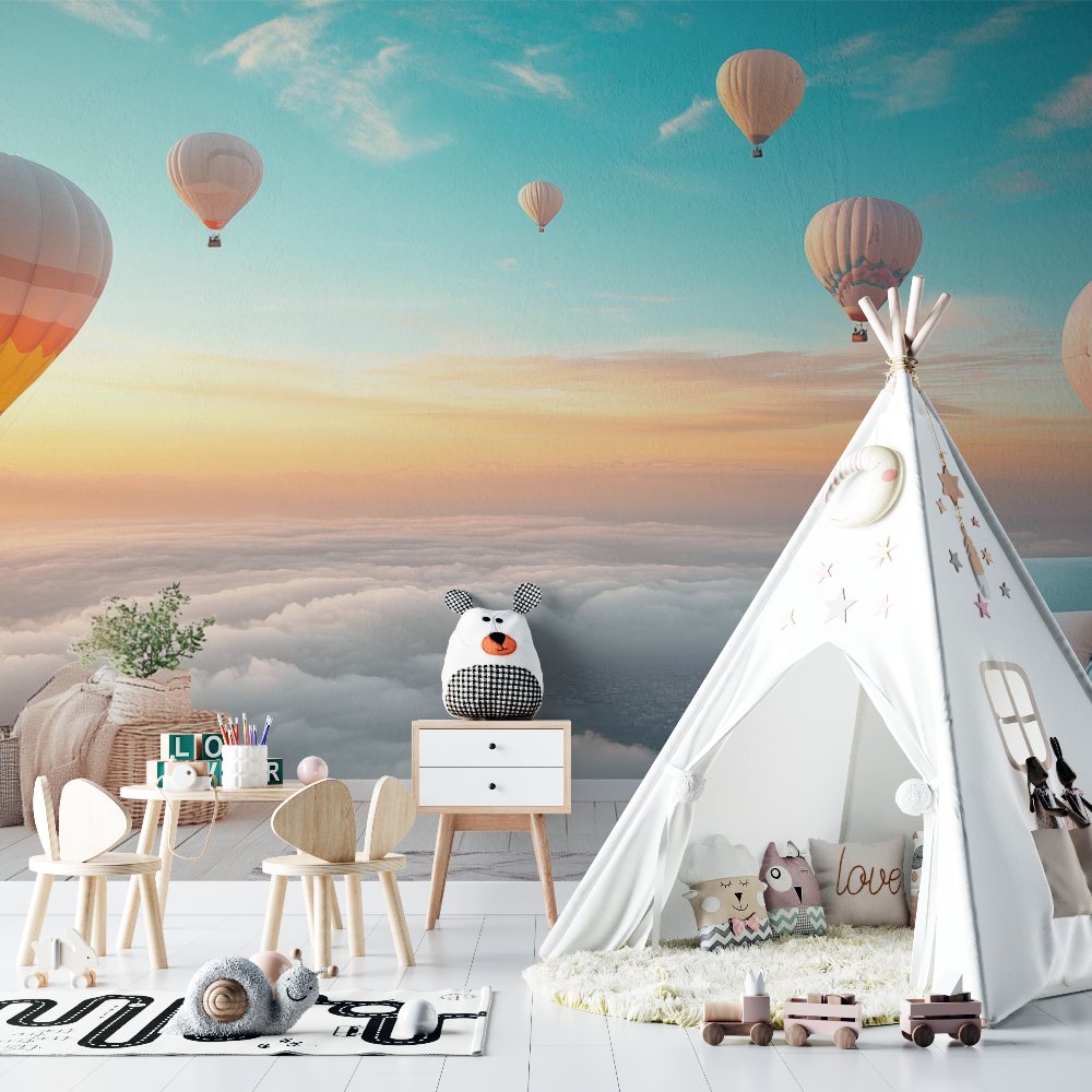 Hot Air Balloon and Sunny Morning Sky Wallpaper | Murals Wallpaper