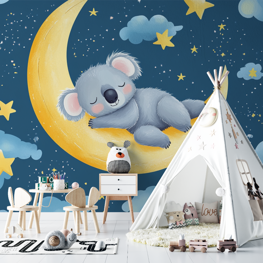 Sleeping Koala on a Moon Croissant Wallpaper | Murals Wallpaper