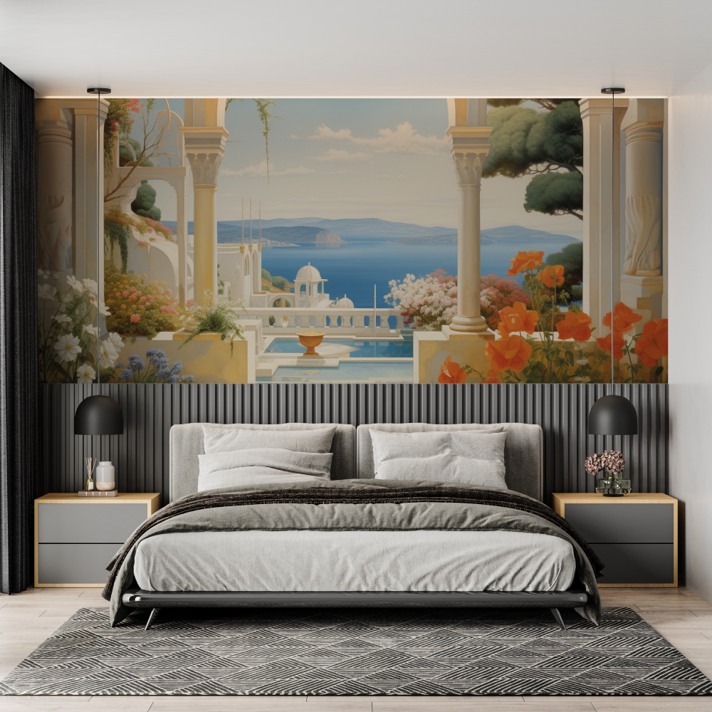 Watercolor Mediterranean Landscape Wallpaper | Murals Wallpaper
