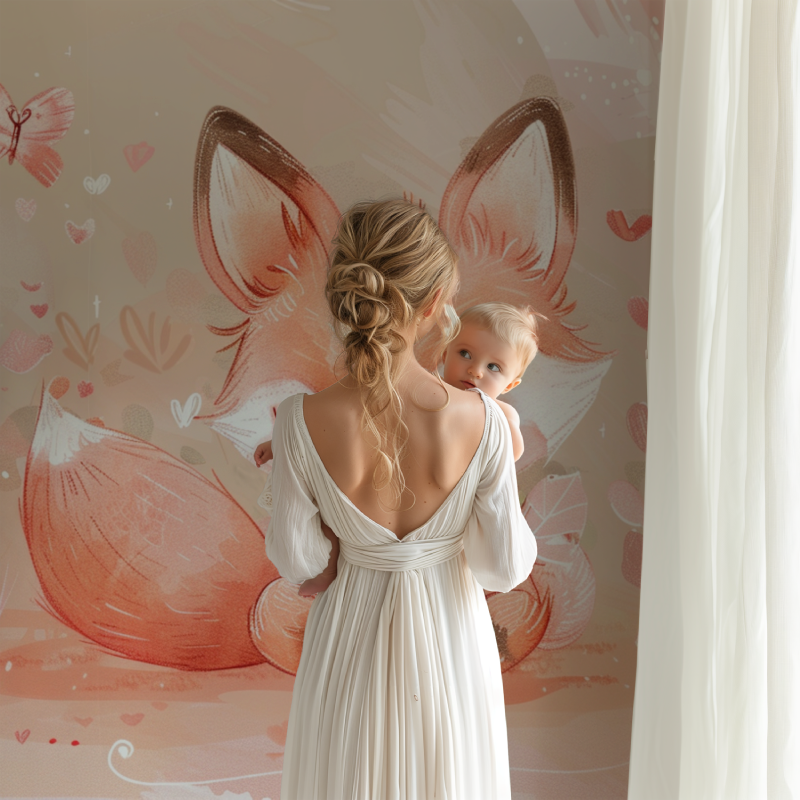 Watercolor Baby Fox Wallpaper Girl | Murals Wallpaper