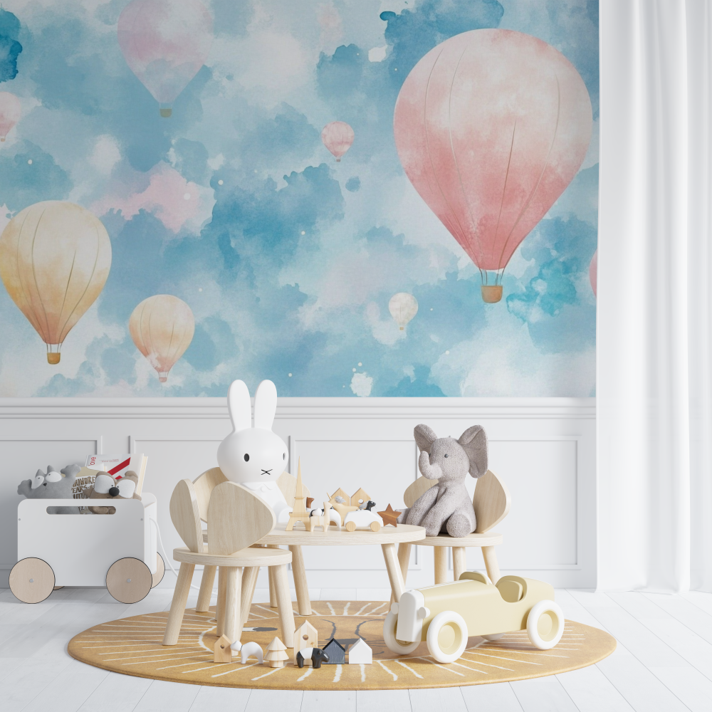 Hot Air Balloon and Watercolor Sky Wallpaper | Murals Wallpaper