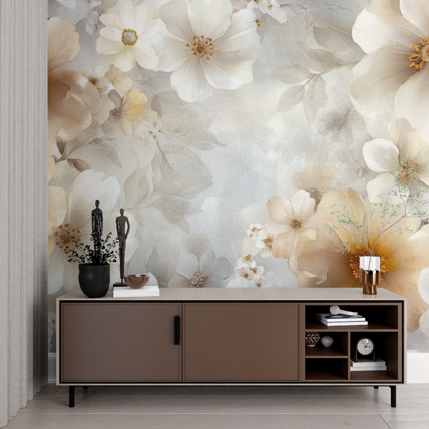 Elegant and Delicate Watercolor Flower Wallpaper | Murals Wallpaper