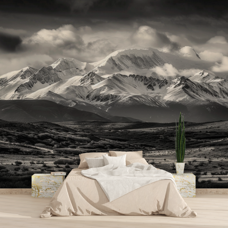 Black and White Mountain Wallpaper - Les Aravis | Murals Wallpaper