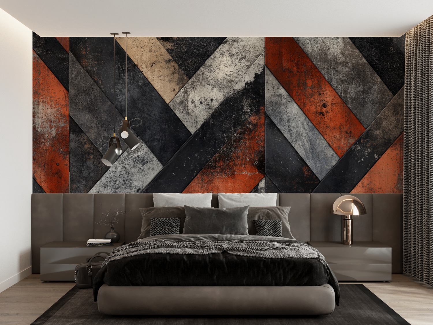 Terracotta and Anthracite Gray Wallpaper | Murals Wallpaper