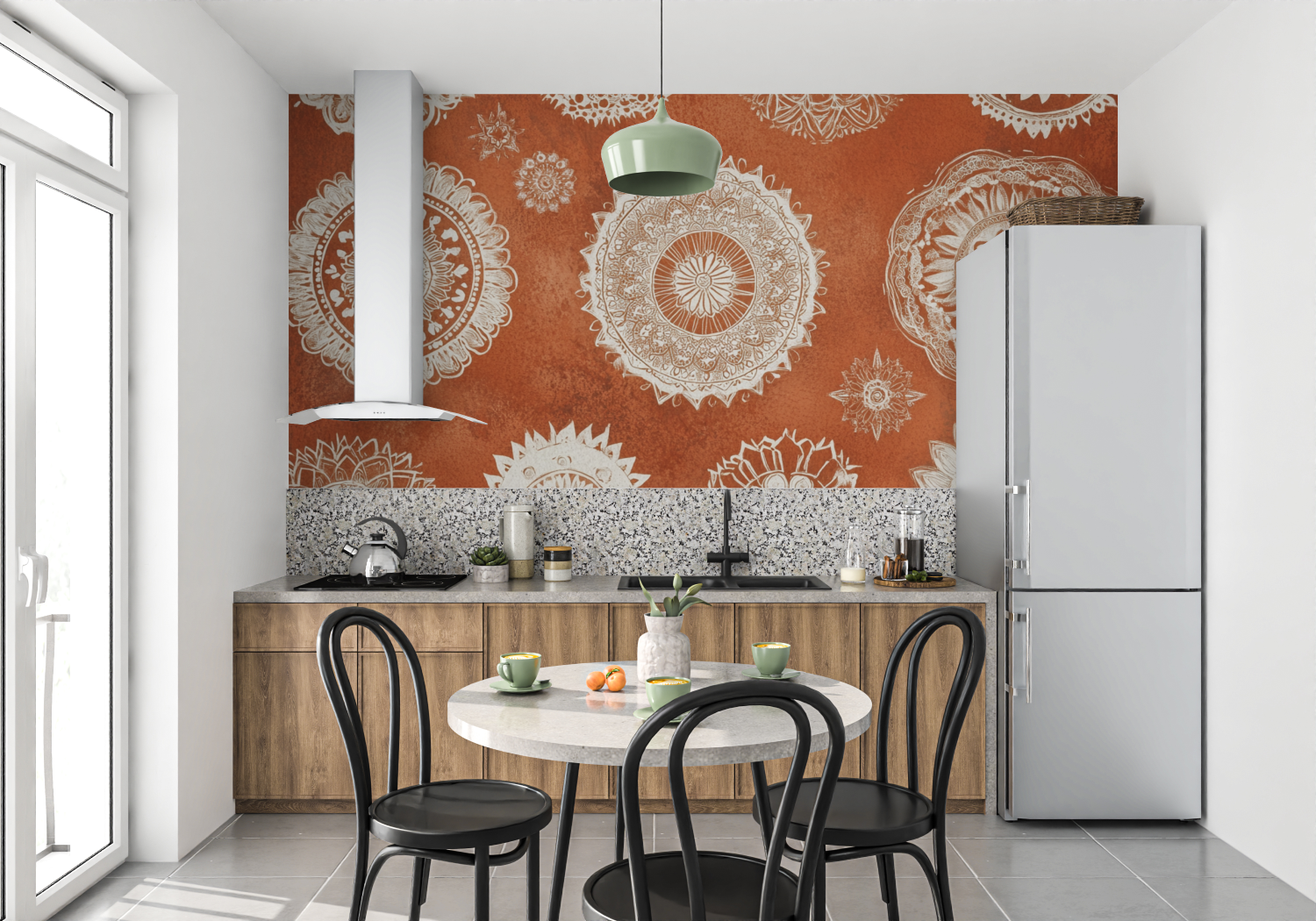 Terracotta Ethnic Mandala Wallpaper | Murals Wallpaper