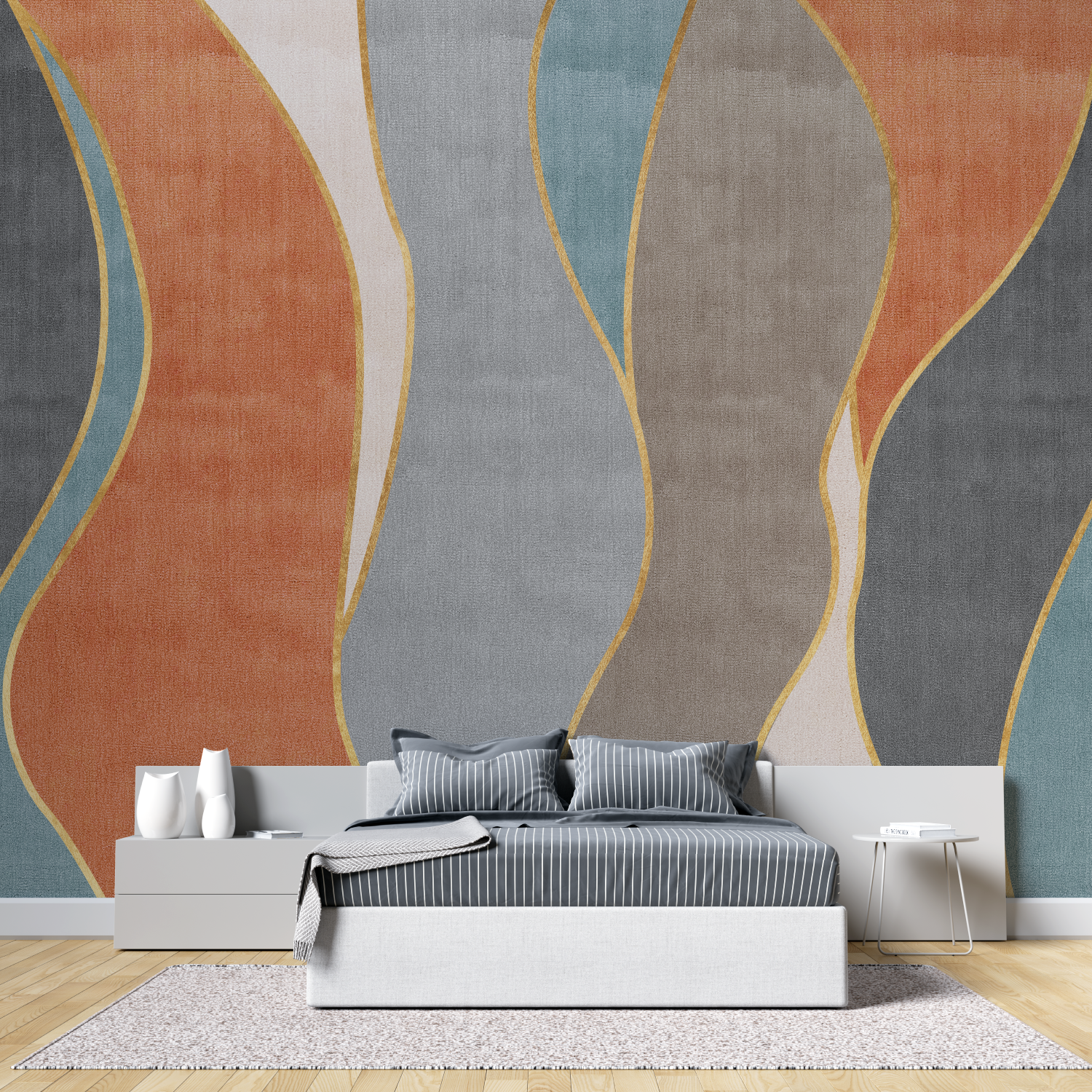 Terracotta and Blue Wallpaper | Murals Wallpaper