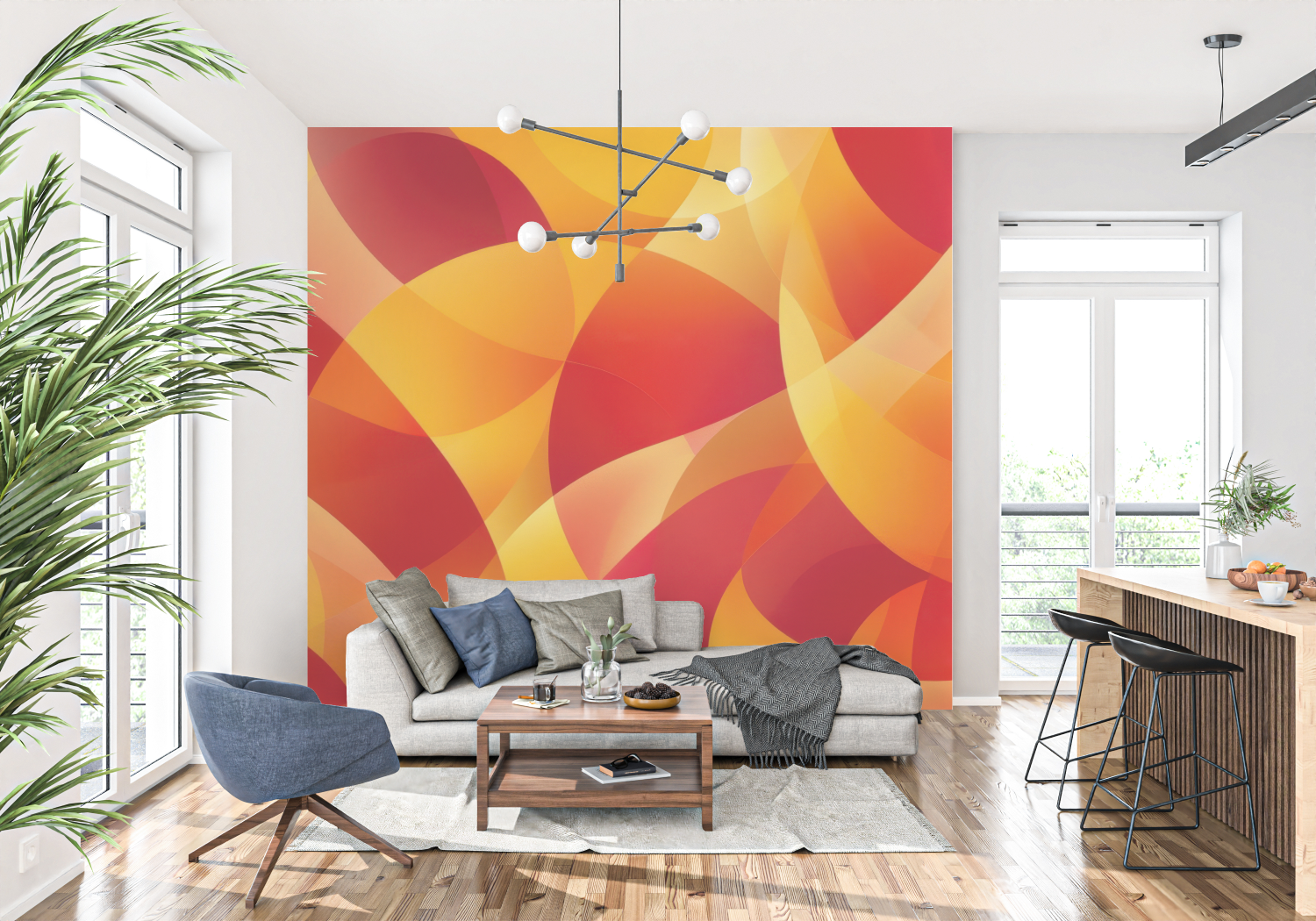 Orange Red Circle Wallpaper | Murals Wallpaper