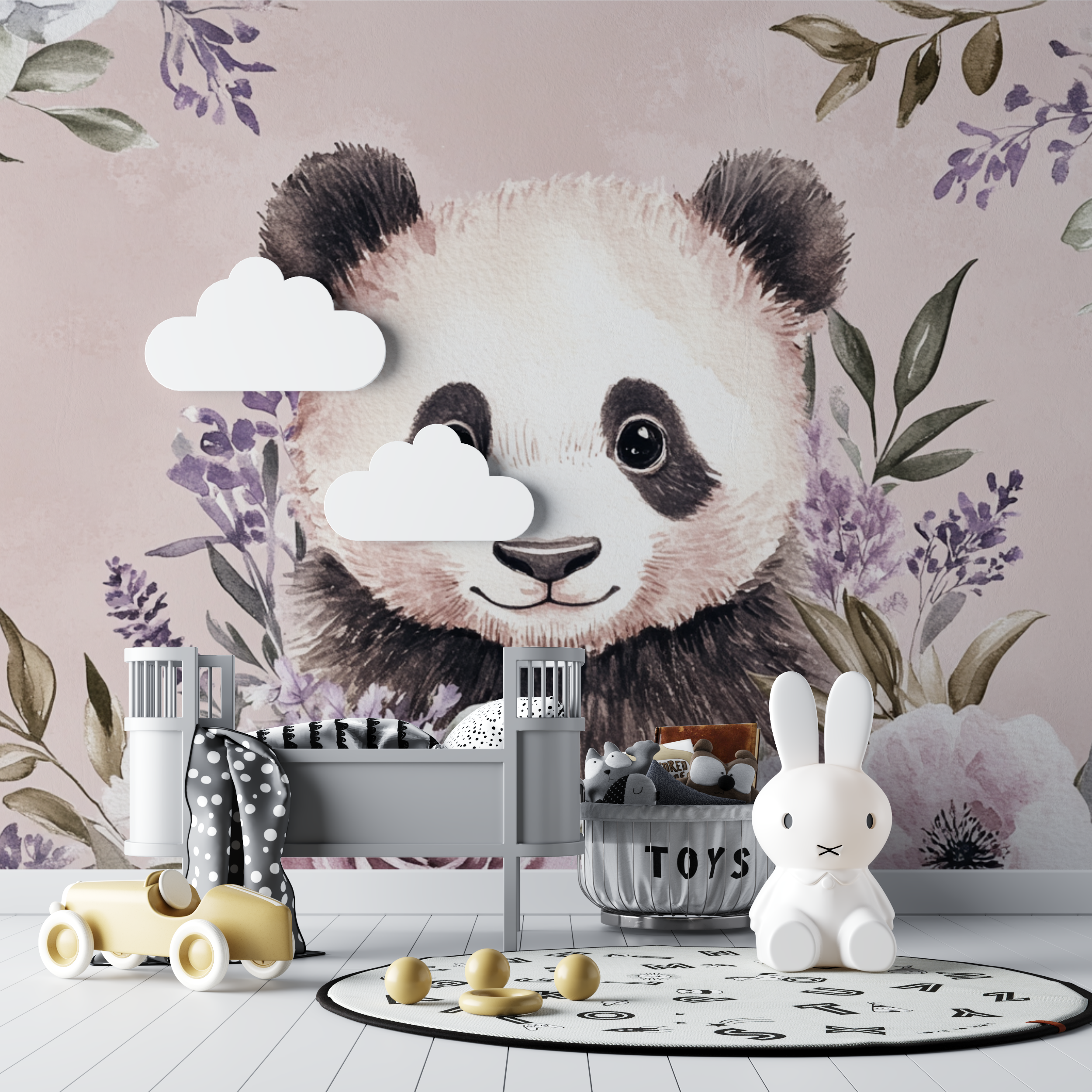 Panda Wallpaper with Flower Crown | Murals Wallpaper