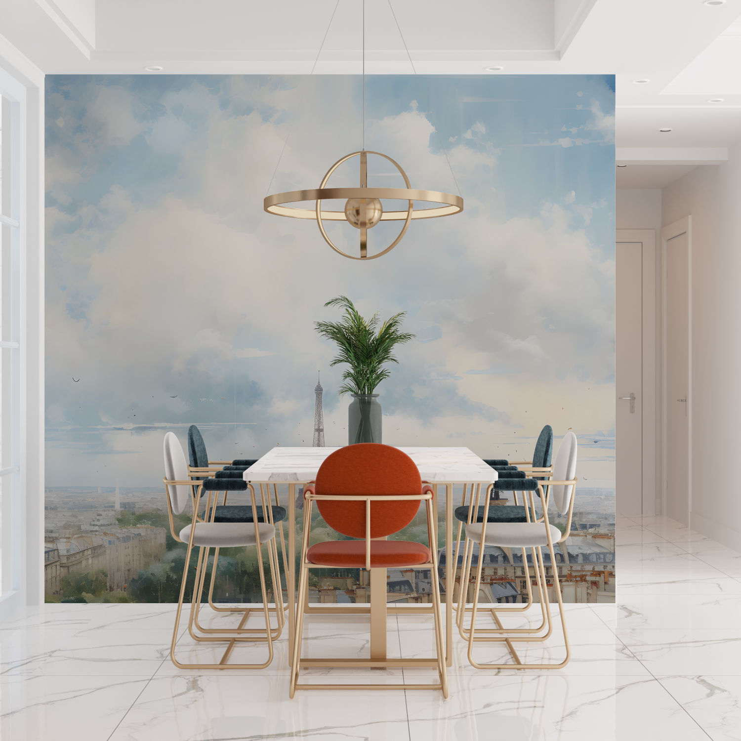 Watercolor Paris Sky Wallpaper | Murals Wallpaper