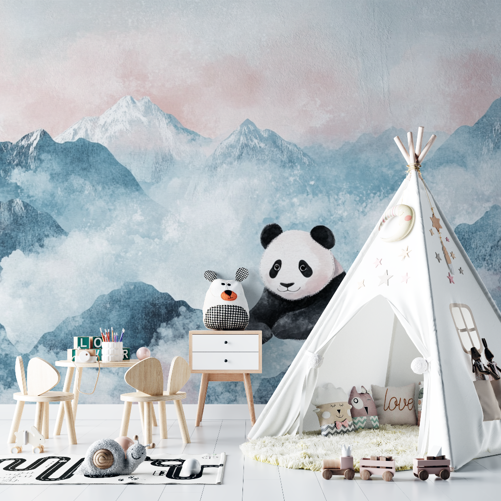 Panda and Soft Mountains Wallpaper | Murals Wallpaper