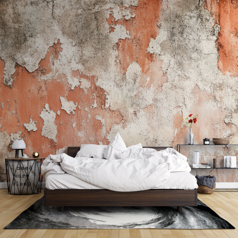 Terracotta Concrete Effect Wallpaper | Murals Wallpaper
