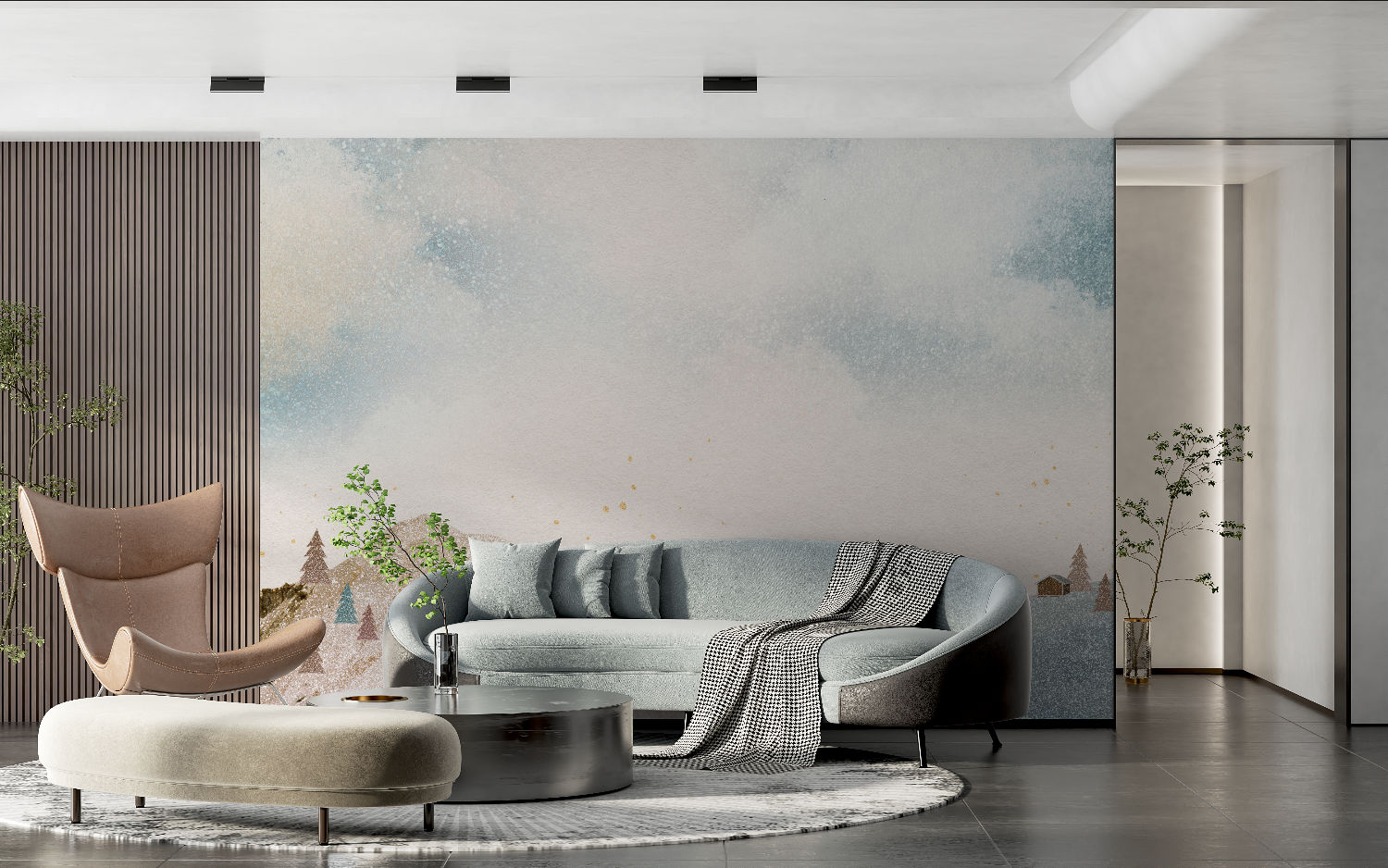 Scandinavian Watercolor Baby Wallpaper | Murals Wallpaper