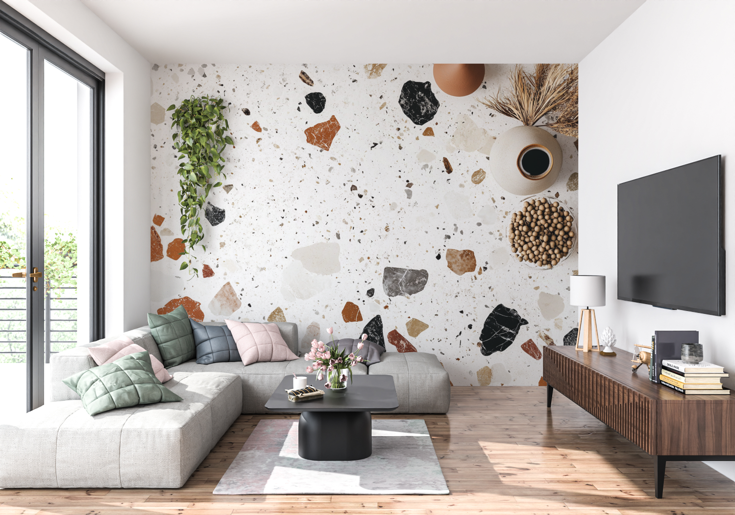 Terracotta Wallpaper Modern Terrazzo Style | Murals Wallpaper