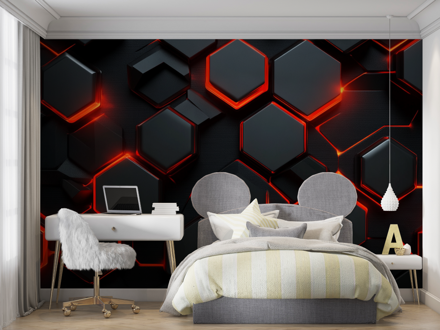 Glowing Hexagon Wallpaper | Murals Wallpaper