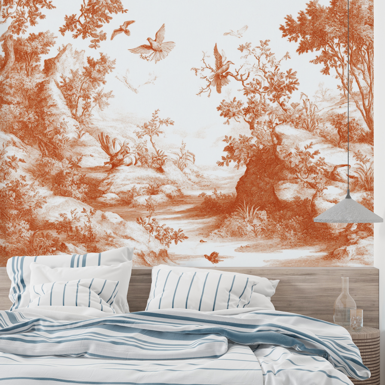 Terracotta Toile de Jouy Wallpaper Trend | Murals Wallpaper