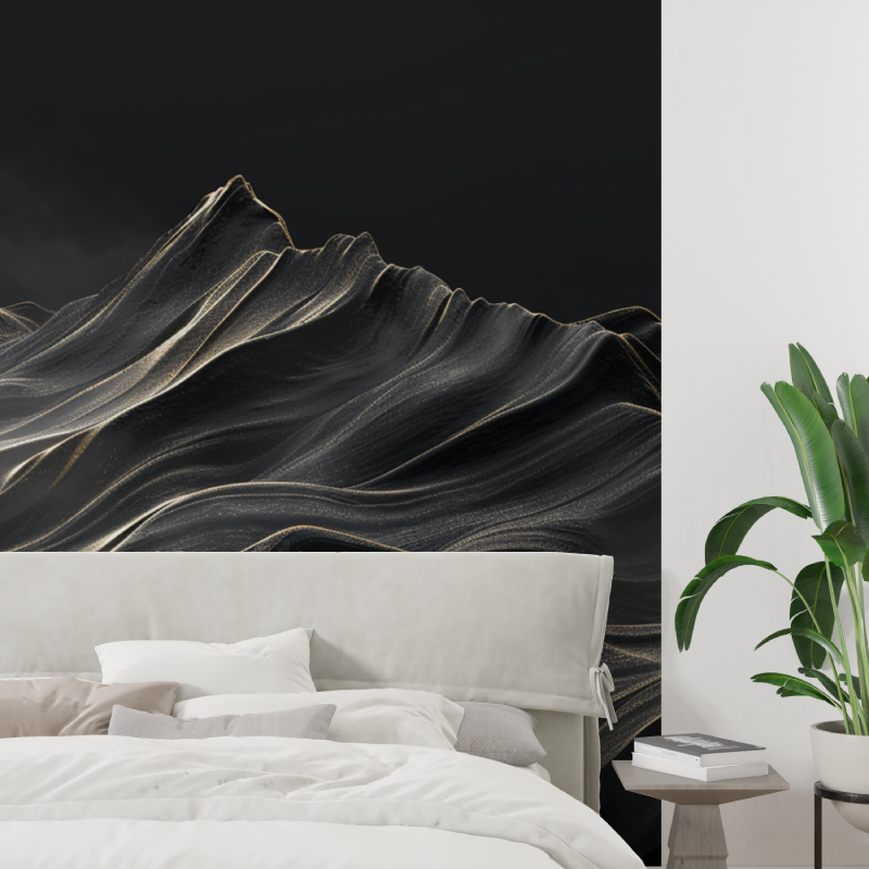 Black and White Mist Mountain Textured Wallpaper | Murals Wallpaper