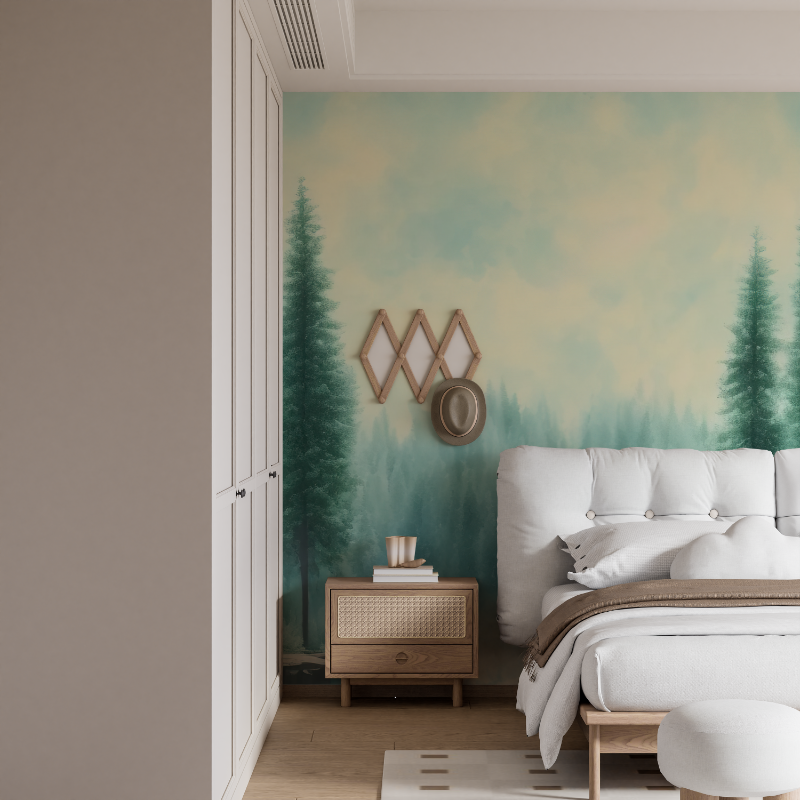 Watercolor Forest Pine Wallpaper | Murals Wallpaper