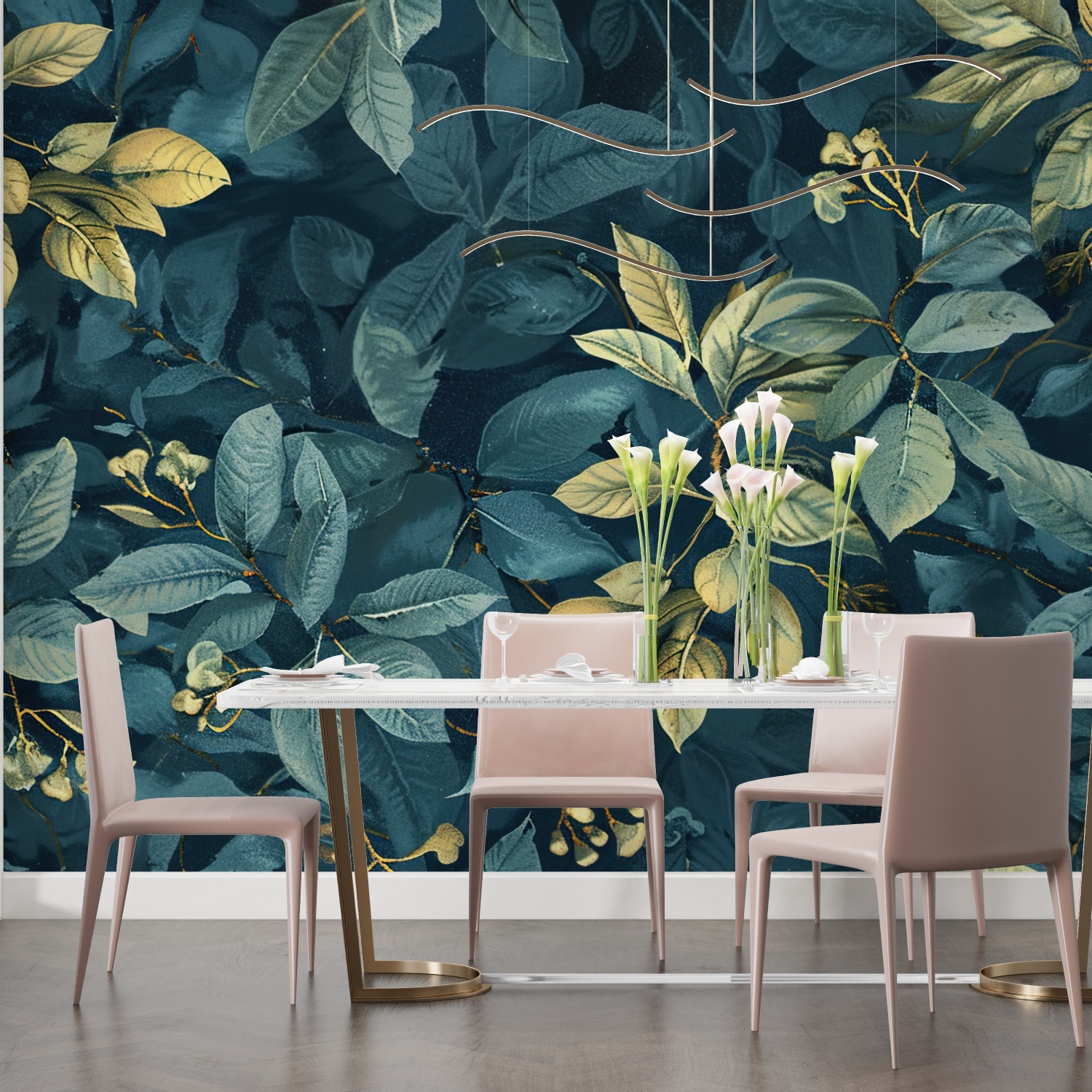 Teal and Gold Wallpaper | Murals Wallpaper