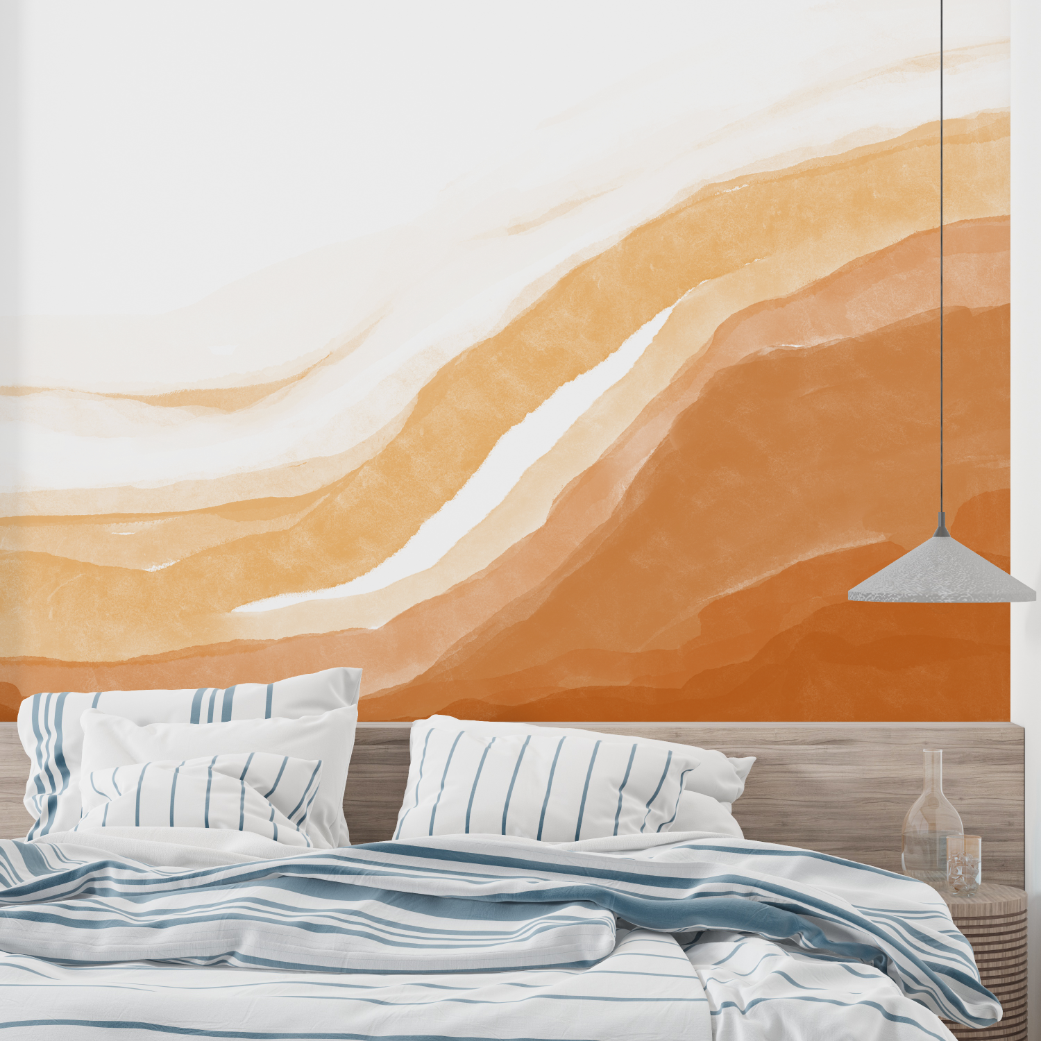 Orange Watercolor Art Wallpaper | Murals Wallpaper