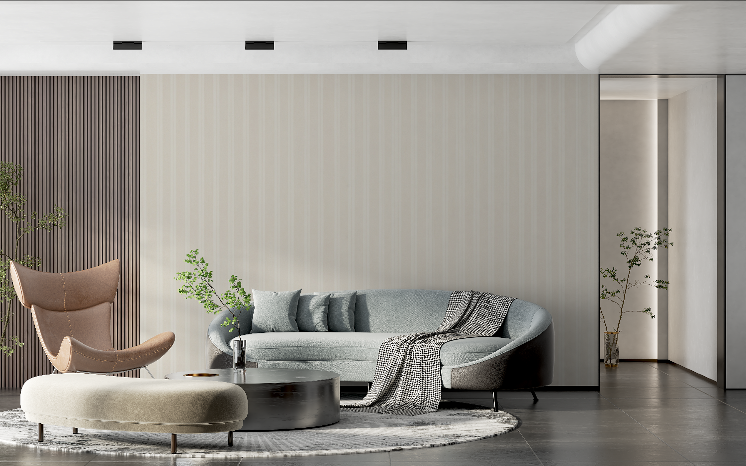 Subtle Beige Striped Cocooning Wallpaper | Murals Wallpaper